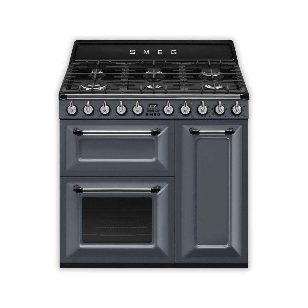 SMEG Victoria 90cm Dual Fuel Range Cooker - Slate Grey - Carvers Interiors - Carvers Interior