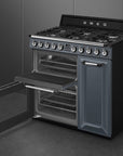 SMEG Victoria 90cm Dual Fuel Range Cooker - Slate Grey - Carvers Interiors - Carvers Interior