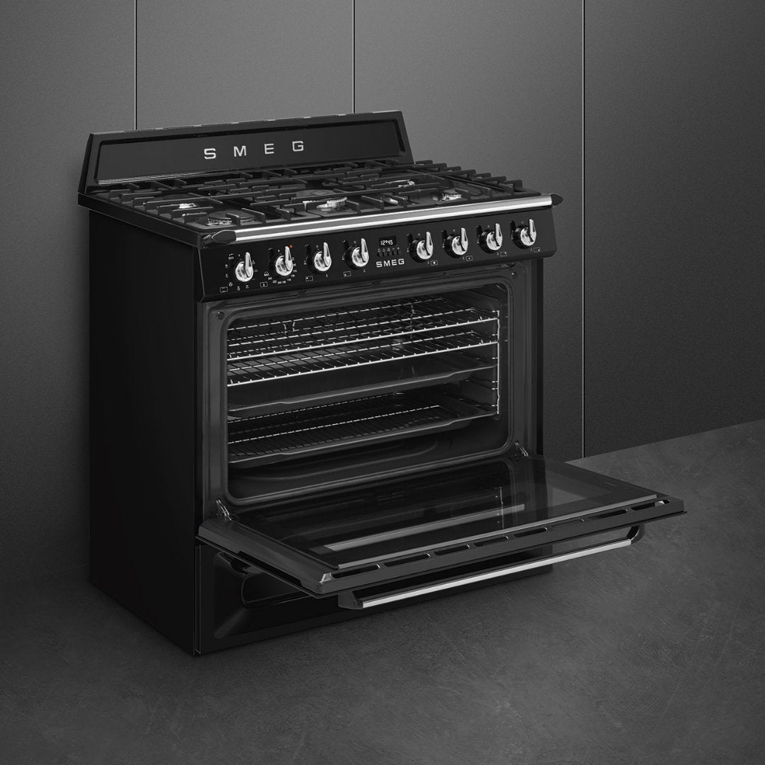 SMEG Victoria 90cm Duel Fuel Cooker - Black - Carvers Interiors - Carvers Interior