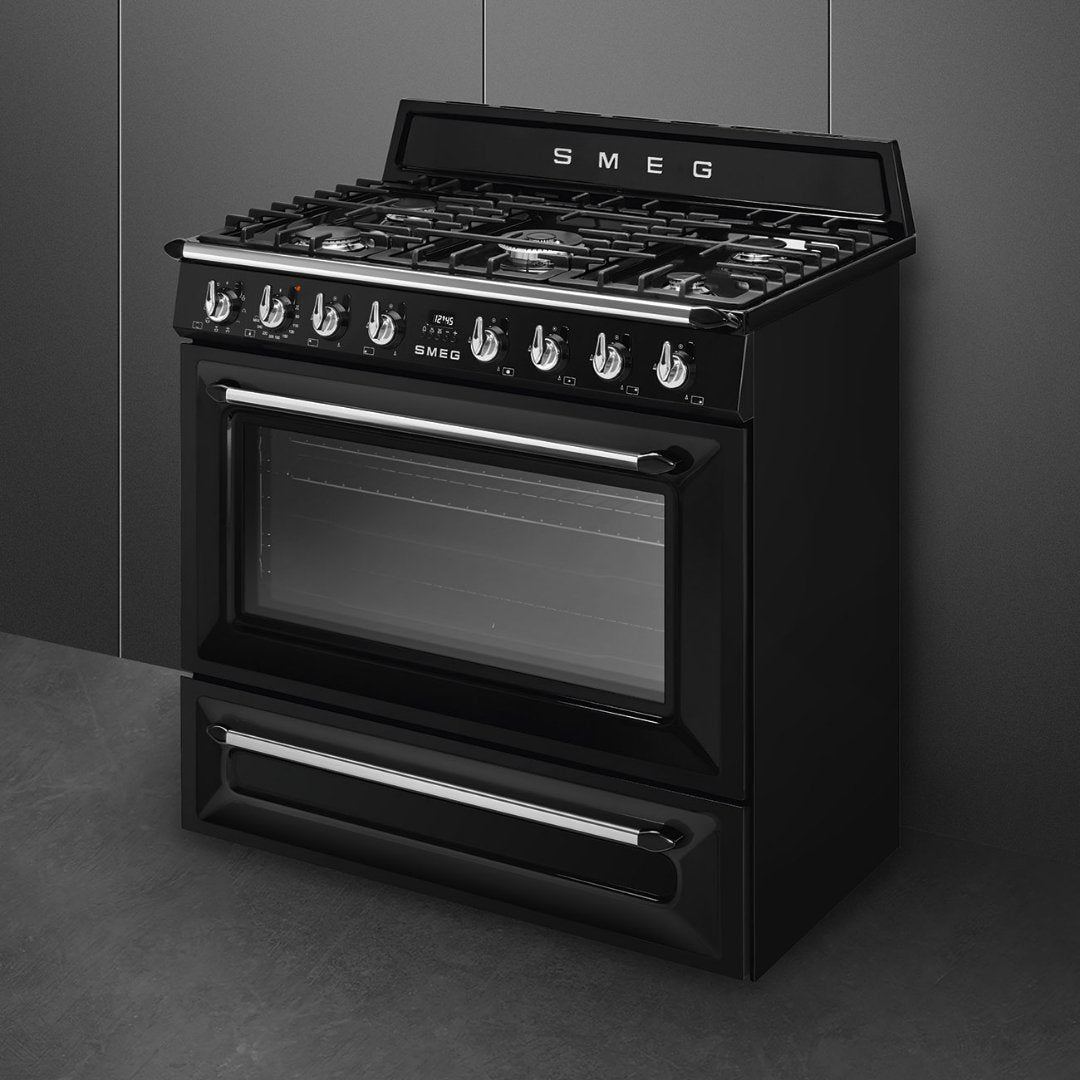 SMEG Victoria 90cm Duel Fuel Cooker - Black - Carvers Interiors - Carvers Interior