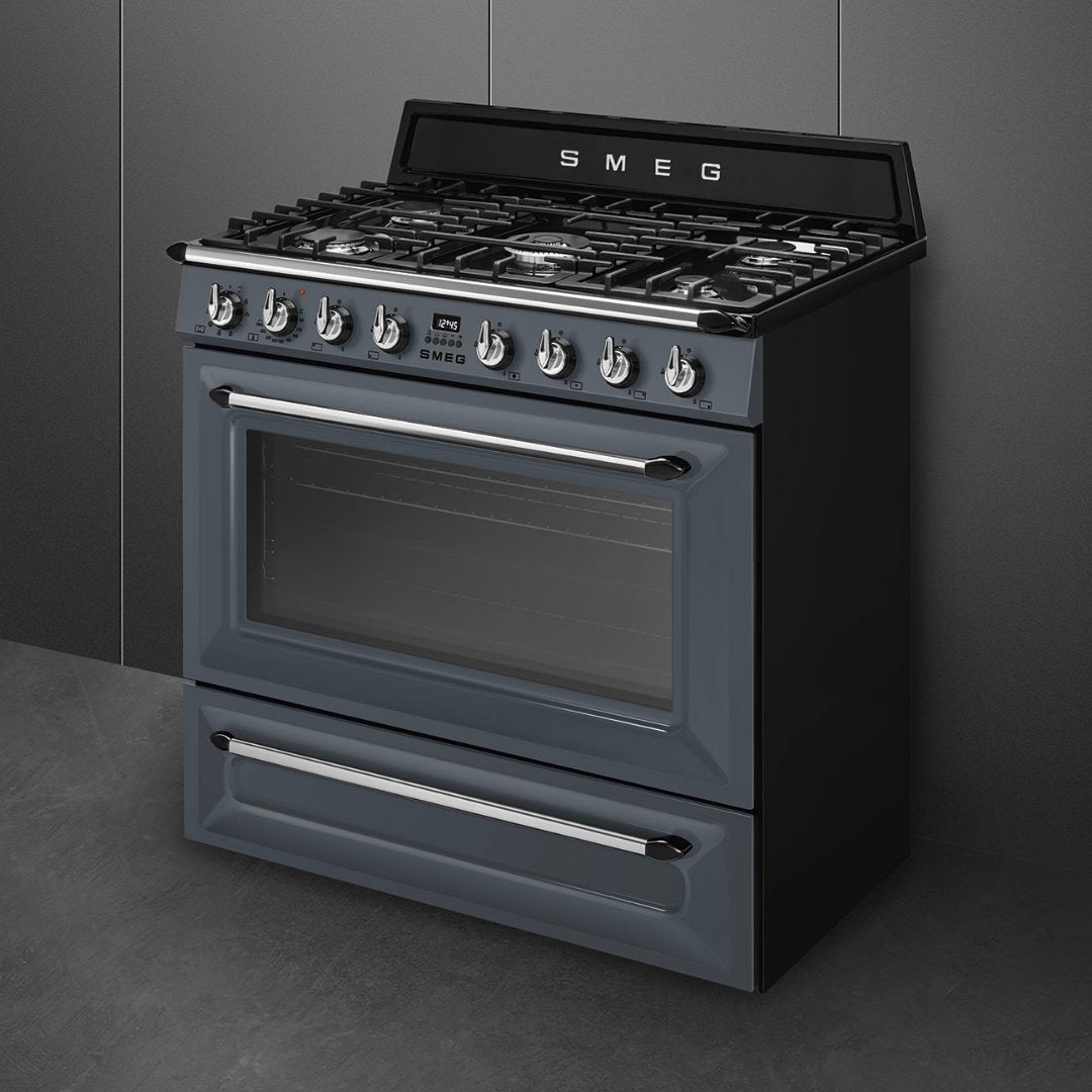 SMEG Victoria 90cm Duel Fuel Cooker - Slate Grey - Carvers Interiors - Carvers Interior