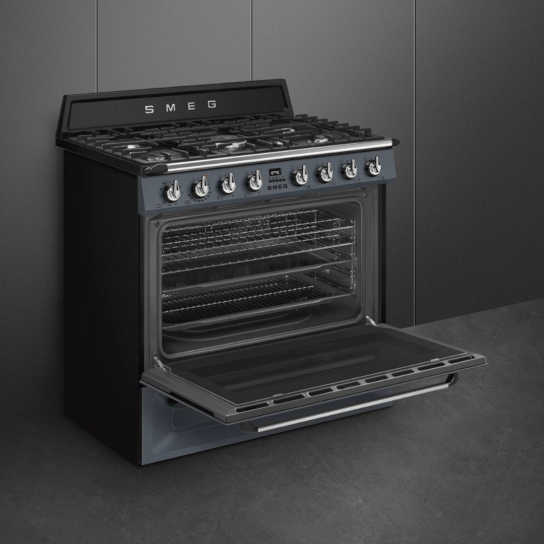 SMEG Victoria 90cm Duel Fuel Cooker - Slate Grey - Carvers Interiors - Carvers Interior