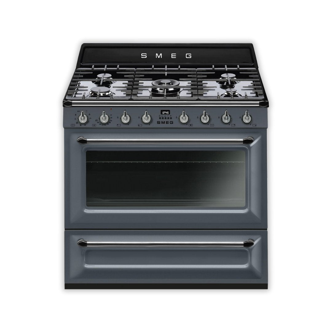 SMEG Victoria 90cm Duel Fuel Cooker - Slate Grey - Carvers Interiors - Carvers Interior