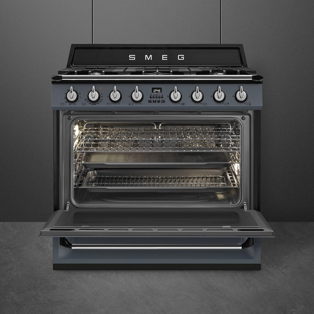 SMEG Victoria 90cm Duel Fuel Cooker - Slate Grey - Carvers Interiors - Carvers Interior